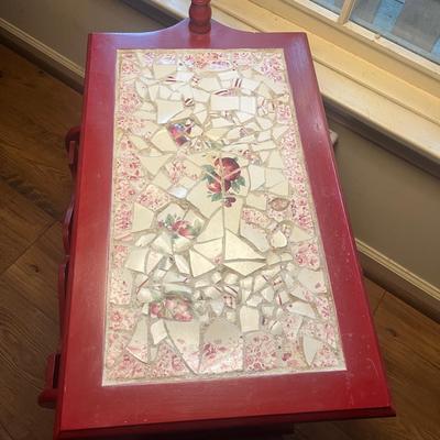 Mosaic Top Side Table With Lamp (LR-MG)