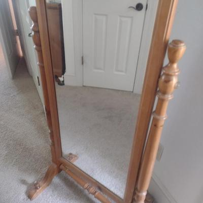 Pine Wood Finish Cheval Mirror
