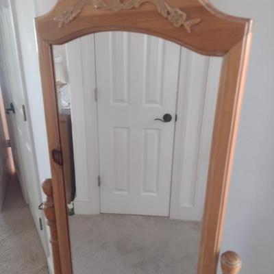 Pine Wood Finish Cheval Mirror