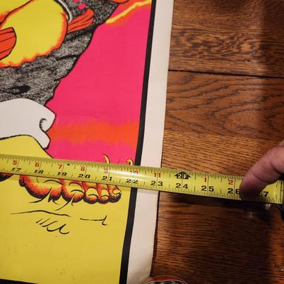 Vintage 1970's Caveman Blacklight Poster Meanest S.O.B. AA Sales Seattle USA Man Cave