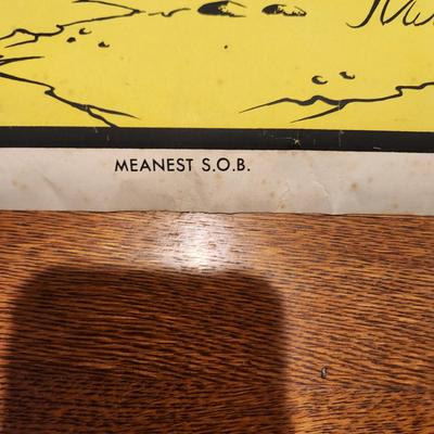 Vintage 1970's Caveman Blacklight Poster Meanest S.O.B. AA Sales Seattle USA Man Cave