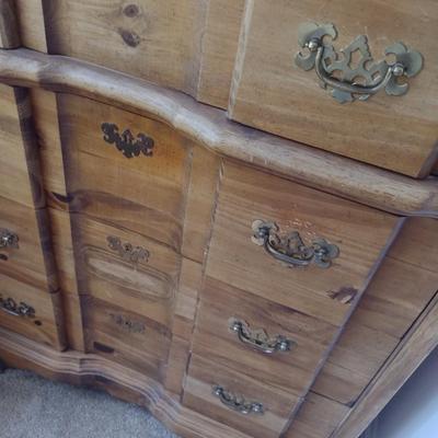Pine Wood Six Drawer Tallboy Dresser