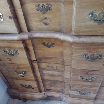 Pine Wood Six Drawer Tallboy Dresser