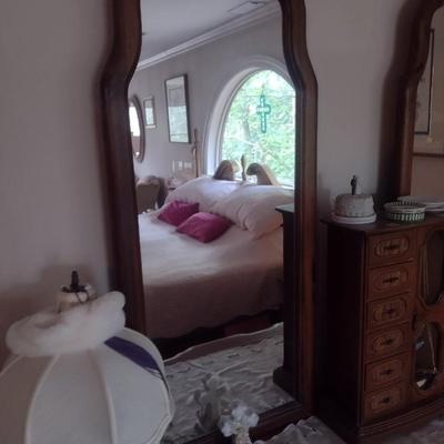 Pine Wood Stretch Dresser with Double Mirror (No Contents)