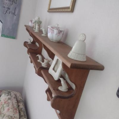 Solid Wood Curio Wall Shelf (No Contents)