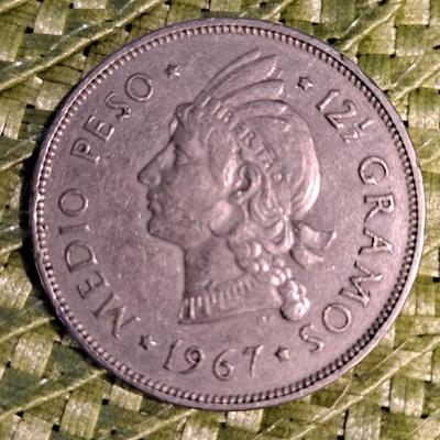 1967 Dominican Republic "Medio Peso" coin.