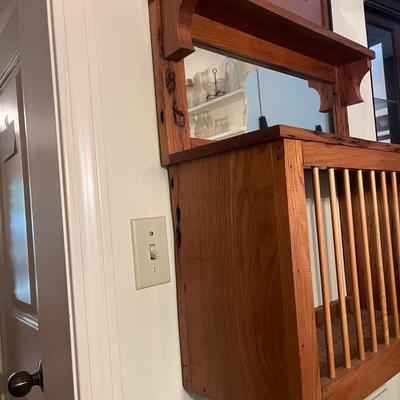 Wooden Wall Mount Dish Rack With Mirror (DR-MG)