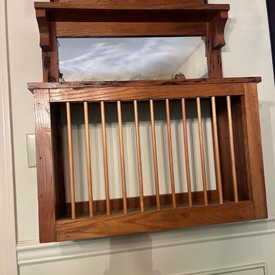 Wooden Wall Mount Dish Rack With Mirror (DR-MG)