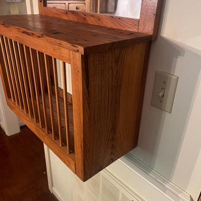 Wooden Wall Mount Dish Rack With Mirror (DR-MG)