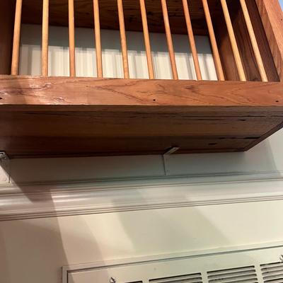 Wooden Wall Mount Dish Rack With Mirror (DR-MG)