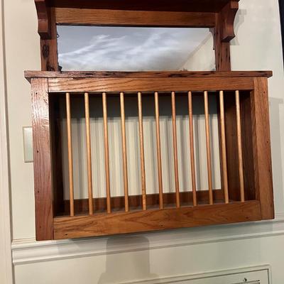 Wooden Wall Mount Dish Rack With Mirror (DR-MG)