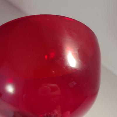 Morgantown 'Golf Ball' Low Sherbet Ruby Colored Glass- Ten Pieces