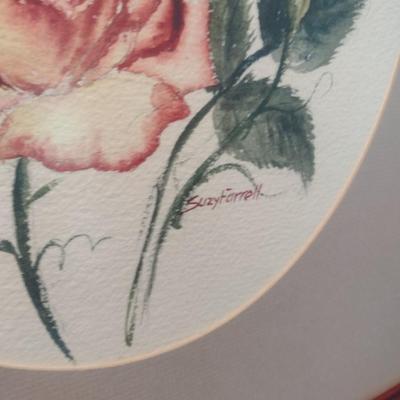 Pair of Framed Suzy Farrell Watercolor Prints