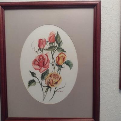 Pair of Framed Suzy Farrell Watercolor Prints