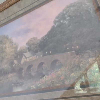 Large Framed Print Garden Path Bridge