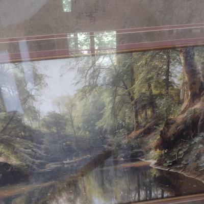 Large Framed Print Forest Cove Canoeing