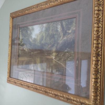 Large Framed Print Forest Cove Canoeing