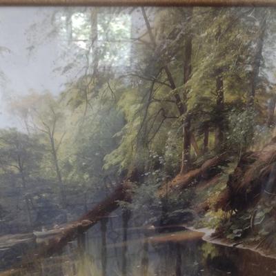 Large Framed Print Forest Cove Canoeing