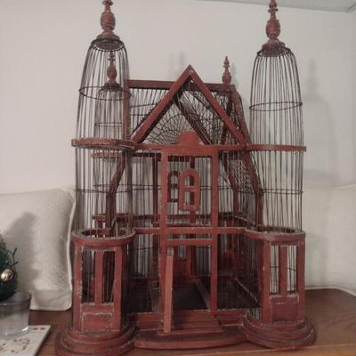 Wood Framed and Wire Victorian Design Bird Cage