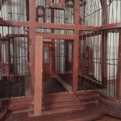 Wood Framed and Wire Victorian Design Bird Cage