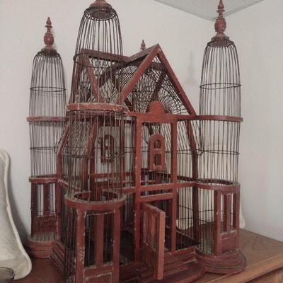 Wood Framed and Wire Victorian Design Bird Cage
