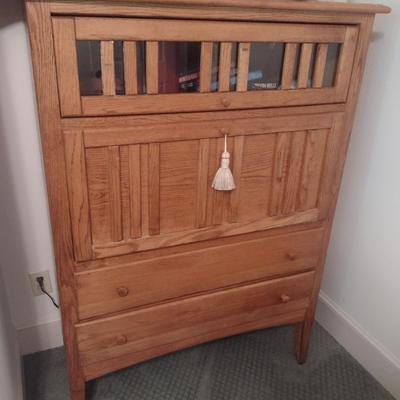 Wood Writing Desk with Double Drawer Storage