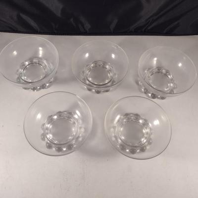 Vintage Imperial 'Candlewick' Low Sherbet Bowls- Five Pieces