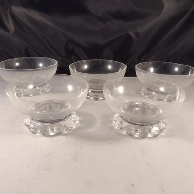 Vintage Imperial 'Candlewick' Low Sherbet Bowls- Five Pieces
