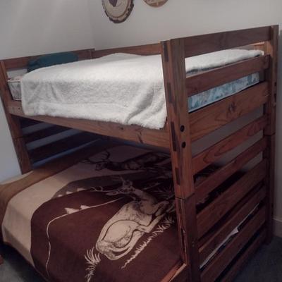 Solid Wood Frame Bunk Bed Set