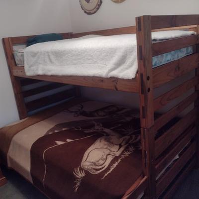 Solid Wood Frame Bunk Bed Set
