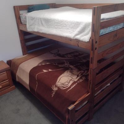Solid Wood Frame Bunk Bed Set