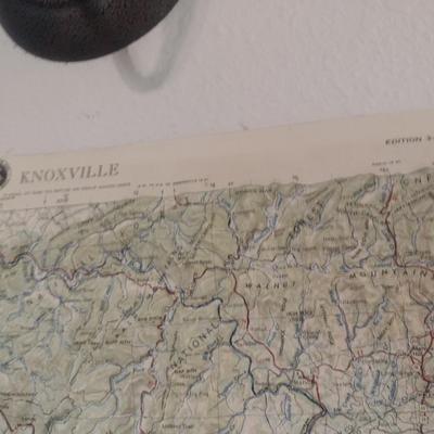 Knoxville, TN Blue Ridge Mountains Relief Map 1972