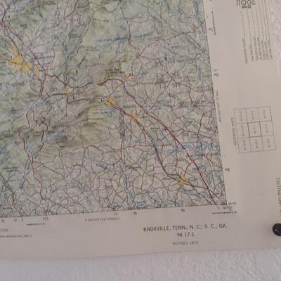 Knoxville, TN Blue Ridge Mountains Relief Map 1972