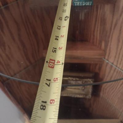 Wood Corner Storage Tower with Glass Inlay Shelves (No Contents) Choice A