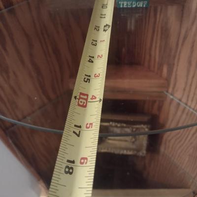 Wood Corner Storage Tower with Glass Inlay Shelves (No Contents) Choice B