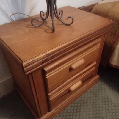Wood Two Drawer Bedside Dresser