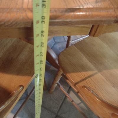 Solid Wood Oak Table and Four Matching Chairs