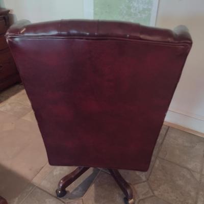 Executive Office Chair Button Back with Brass Tack Accents