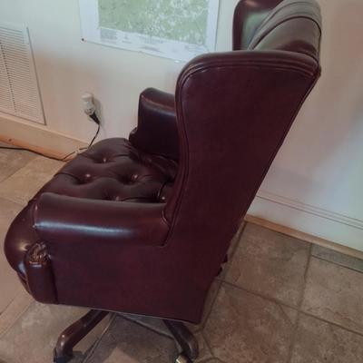 Executive Office Chair Button Back with Brass Tack Accents