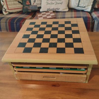 Wood Multi-Board Checkers/Chess Game Set