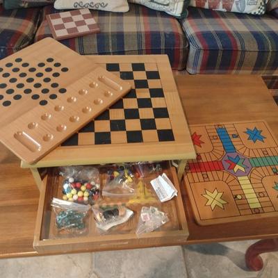 Wood Multi-Board Checkers/Chess Game Set