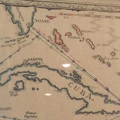 Framed West Indies Map