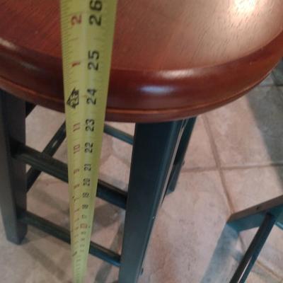 Pair of Solid Wood Swivel Stools