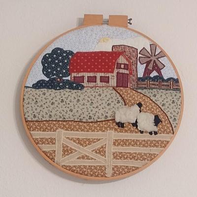 Set of Three Needlework Farm/Barnyard Wall Art
