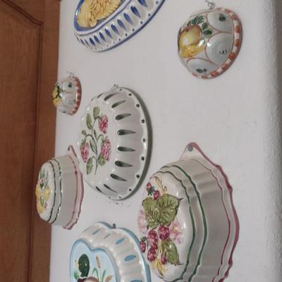 Large Collection of Italian Made Hand-Painted Ceramic Jello Molds