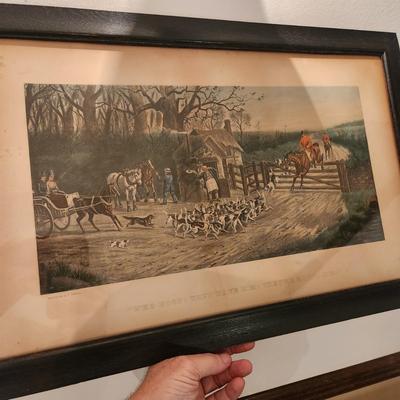 3 Framed Horse Equestrian Hunting Prints Out of the Hunt, Who Hoop They Have Him They're Around Him A.C. Havell , The Hunter Wesley...