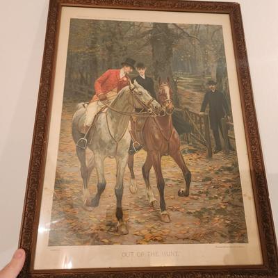 3 Framed Horse Equestrian Hunting Prints Out of the Hunt, Who Hoop They Have Him They're Around Him A.C. Havell , The Hunter Wesley...