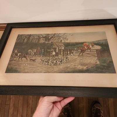 3 Framed Horse Equestrian Hunting Prints Out of the Hunt, Who Hoop They Have Him They're Around Him A.C. Havell , The Hunter Wesley...