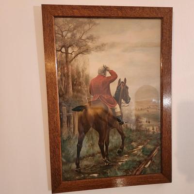 2 Oak Wood Framed Fox Hunt Hunting Scene Check out the Frames