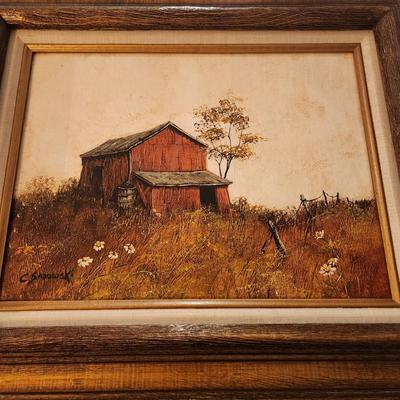 Red Barn Oil on Canvas by C. Sadowski 24x20